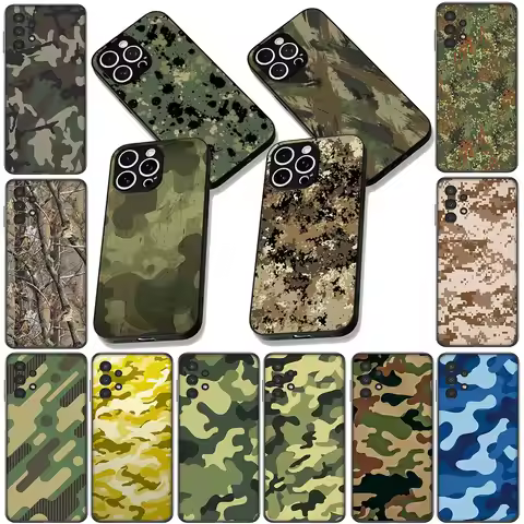 for Samsung Galaxy A05 A06 A14 A50 A51 A52 A12 A13 A17 A70 A07 A25 A26 A56 A23 M53 Case Camo Militar