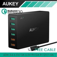 (terlaris) aukey charger iphone charger samsung quick charge 3 port 6