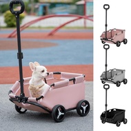 Small Pet Stroller Pet Carriage Rolling Dog Cage Stroller 4 Wheels Lightweight Folding Trolley Dog Cart for Travelling Shopping Walking Playing comfy