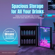 Mynticool Beverage Cooler 45L Mini Bar Chiller Fridge Mini Showcase Single Door LED Display Gaming N