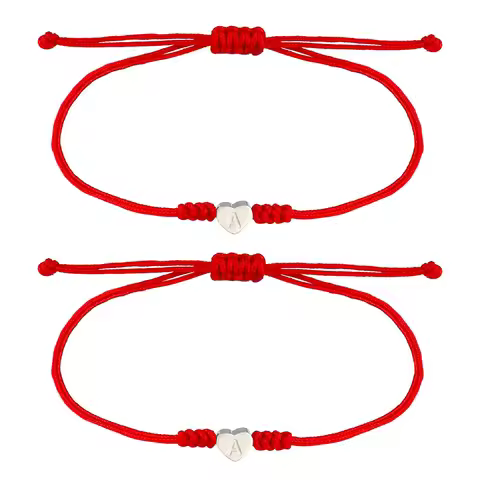 Kabbalah Red String Bracelet 26 Alphabet Bracelet for Protection,Mother Daughter Matching Heart Red 