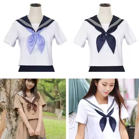 Jk Uniform Sailor Tie Solid Color Detachable Collar Japan Jk seifuku Cosplay Pre-tied Sailor Tie Sch