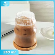 Domura Aesthetic Coffee Tea Wave Stripe Shape Glass Cup - GK24