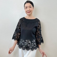 เสื้อลินินผู้ใหญ่คอปาดแต่งลูกไม้คอตตอนนิ่ม อก 38" 40" 42" 44" 46" 48" 50" อินกะออย สีมิ้น/ฟ้า/ชา/ชมพ