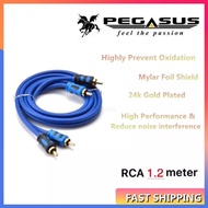 Pegasus-Car Audio Amplifier RCA Cable 24K Gold Plated High Quality Woven Structure 1.2meter