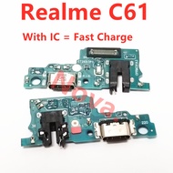 Realme C61 Fast Charging Board USB Quick Charge Port With IC Connector Flex Cable Dock Repair Replac