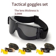 X X800 Tactical Goggles Three-Lens Shooting Glasses Outdoor Military Fan CS Equipment Explosion-Proo