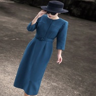 Elegant Navy Blue/ Low-Key Luxury/ Noble Elegant/ High-End Party Focus/ Bodycon Solid Color Formal D