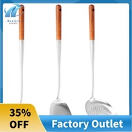 Wok Spatula and Ladle,Skimmer Ladle Tool Set, 17Inches Spatula for Wok, 304 Stainless Steel Wok Spatula