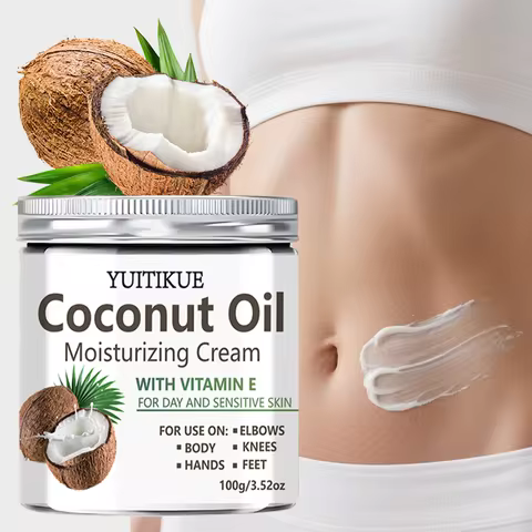 YUITIKUE Coconut Oil Moisturizing Cream with Vitamin E | For Day & Sensitive Skin | Elbows, Knees, H