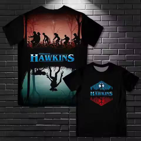 Eddie Munson HAWKINS Printed T-shirt Vintage Trendy Unisex Street Y2k High Quality Tops Demogorgon F
