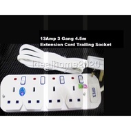 13 Amp 4 Gang 4.5m Extension Cord Trailing Socket Extension Plug Socket SIRIM