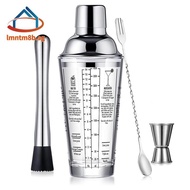 Glass Cocktail Shaker Boston Shaker with Measurements