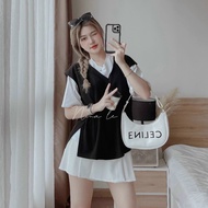 [Voucher 50k Freeship Max 0 đồng toàn quốc] Set đầm thun Hàn Quốc kèm áo khoác ghi - lê set đi chơi 