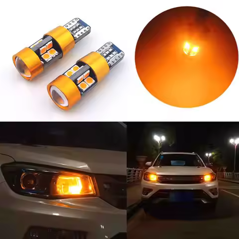 2Pcs T10 158 168 175 W5W W5WB 194NA LED Signal Light Orange Amber Light 12V 3030-type SMD LED Parkin