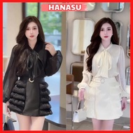 Lady dress set Set of dresses designed with puff sleeves and elegant layered skirt mixed with bow co