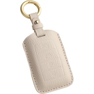 Premium Leather 4-Button Key Fob Cover Case for Genesis G70 G80 G90 2017 2018 2019 2020 2021 (White)