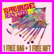 💖 Set Berus Solek Mermaid 10 Pcs Pro Makeup Brush Set 💖