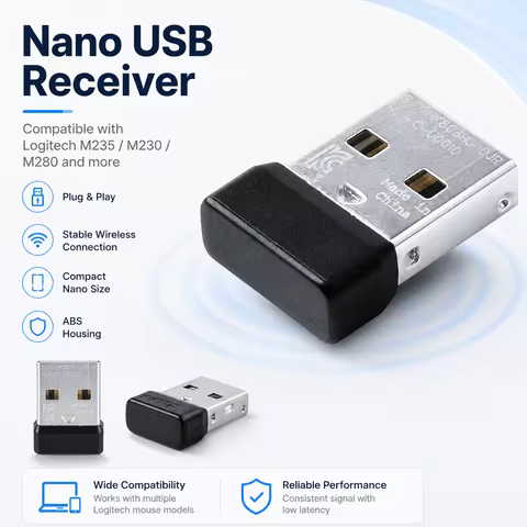 USB Nano Receiver for Logitech M235 M230 M280 Wireless Mouse Keyboard 2.4G Replacement Receiver Adap