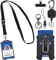 HENGBIRD ID Card Holder with Key Ring, Comes with 1 Lanyard and 1 Patch, ID Holder with Retractable 