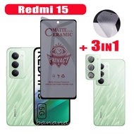 Redmi 15 Privacy Tempered Glass For Redmi 15C Redmi A5 Redmi 14C Redmi A3 Screen Protector+Camera Le