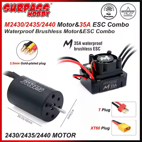 SURPASS HOBBY Waterproof Combo M2430/2435/2440 Brushless Motor with M35A ESC 2S for Wltoys 1/16 1/18