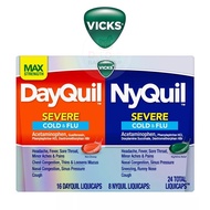 🌟Ready to Ship🌟 Vicks DayQuil &amp; NyQuil SEVERE Cold &amp; Flu Max Strength 24 LiquiCaps Import 100% Guarantee!