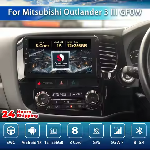 Car Radio Android 15 For Mitsubishi Outlander 3 III GF0W GF0W GG0W 2018 2019-2021 9/10 Inch NO 2DIN 