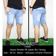 YQ - F4085 PREMIUM LIGHT BLUE RIP PB JEANS SHORTS SIZE 29-34