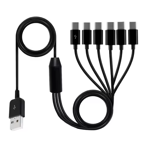 Usb Charging Cable 6 in 1 Usb2.0 to TypeC UsbC Charge and Sync Data Line With 6 Tpye-C Interfaces US