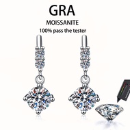 【 GRA Certificate Attached 】 1CT moissanite earrings, banquet tassel earrings S925 pure silver plati