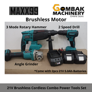 MAXX99 3in1 Brushless Cordless Combo - Rotary Hammer / Drill / Angle Grinder with 21V 5.0Ah Li-ion Battery Combo Set