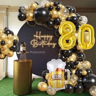 30th 40th 50th 60th 70th 80th Balloons Beer-glass 32Inch Gold Number Foil Balloon Birthday Decoratio