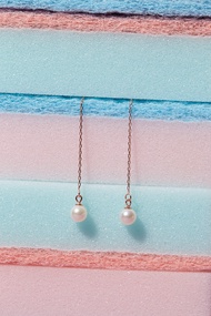 Vetiver pearl Unbalance akoya pearl earring (Pinkgold)ต่างหูอโกย่า ตุ้งติ้ง ใส่แบบสั้นยาว ปรับระดับไ