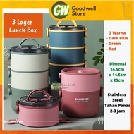 GW 2.2L Gourmet Multi Layer Lunch Box Bekas Nasi Mangkuk Tingkat Tahan Panas Termos Bekal Makanan Ka