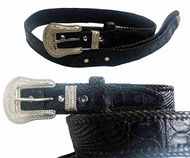 Classic Cowboy Belt And Buckle Made From Genuine Crocodile