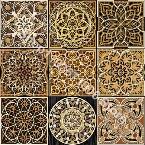 Multilayer Mandala Art Decoration Design Drawings for CNC Laser Cutting DXF CDR format 2D Vector Cor