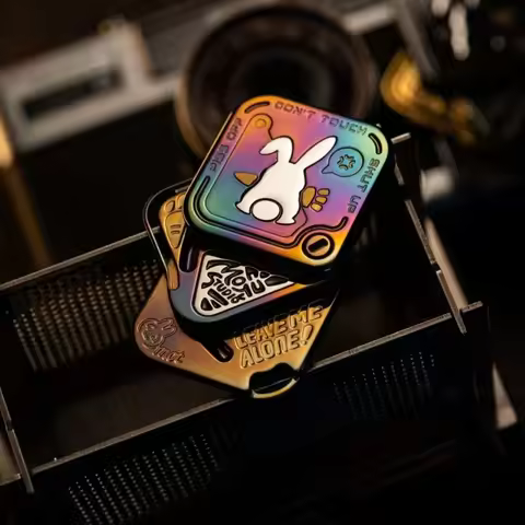 In Stock MOT SNAP Grumpy Rabbit EDC Fidget Spinner Tuning Fork Three Layers Magnetic Side Push Slide