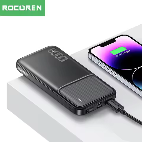 Rocoren 10000mAh Power Bank Portable Charger External Battery 10000 mAh Fast Charging Powerbank For 