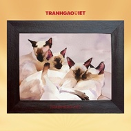 Colored Rice Painting of the Dream of Cats| Wall Painting - Handmade Painting - Animal Rice Painting