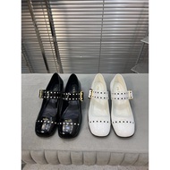 PRADA Women's Block Heel Mary Janes - Leather Shoes