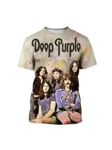 Summer Men Clothing Deep Purple Band Hard Rock Music 3D Print T-shirt Fashion Casual Oversized T Shi