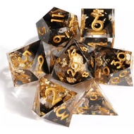 DND Dice Set Resin Sharp Edge Dice Set Handmade 7pcs Polyhedral Dice Set DND RPG MTG Role Playing Ga