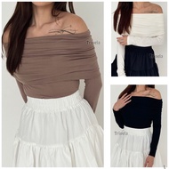 Trivela - Chiara Off Shoulder Top l Off Shouldere Ruched Top - Off Shoulder Top Longsleeve - Chiara 