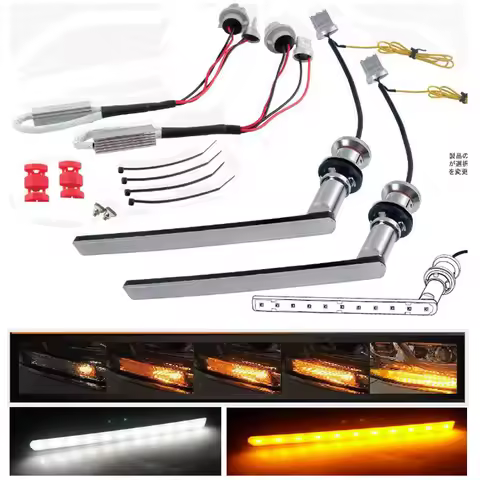 Dual-Color White / Amber Yellow LED Sequential Flowing Winker Valve Front Turn Singal DRL For Alphar