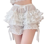 Nite closet Lolita Bloomer Shorts for Women Black Pettipants Ruffled Cotton Lace