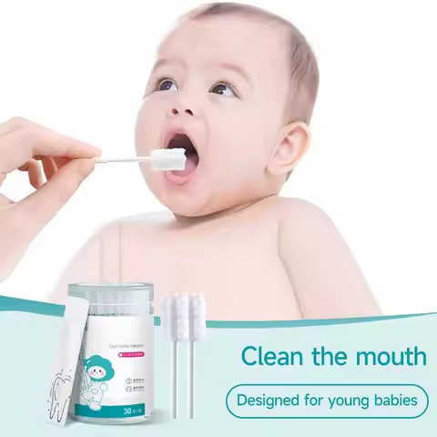 30-90PCS Baby Tongue Cleaner Disposable Newborn Toothbrush for 0-36 Month Clean Mouth Tongue Washing