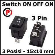 Rocker Switch Mini 3 Pin 3 Position Switch ON OFF ON 15 x 10 mm