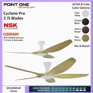 Point One Tech | Cyclone Pro - Designer High Performance Ceiling Fan | 5 Blades + Superbright LED