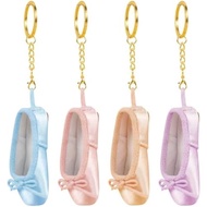 BAOZOON 4 Pcs Mini Pointe Shoes Keychains Miniature Ballet Shoes Keyring Handmade Shoe Charm Pendant